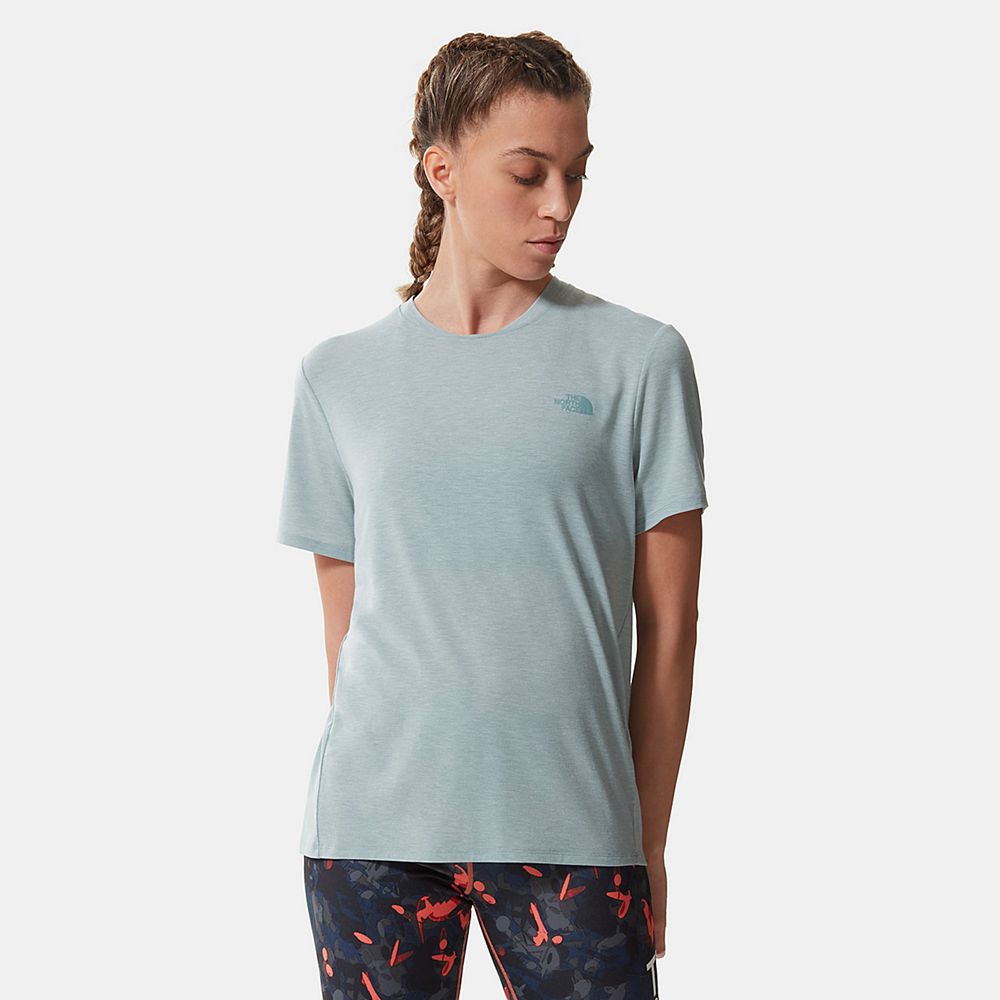 The North Face T-Shirts Womens Australia - The North Face Wander Silver Blue Running & Training (DCZ